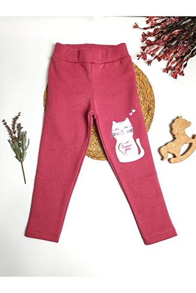 moda rüyası Cat Printed Pink Girls' Leggings