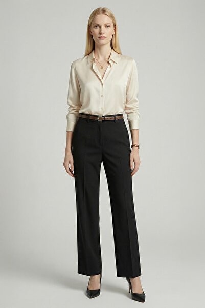 Rays 8399A Front Pleated Belted Trousers Black