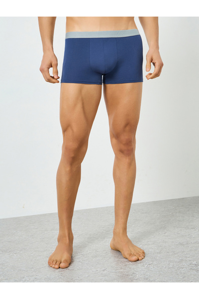 Styli شورت رجالي من القطن السادة باللون الأزرق الداكن