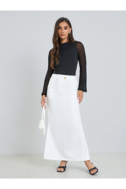 Styli Women White Bodycon Maxi Skirt