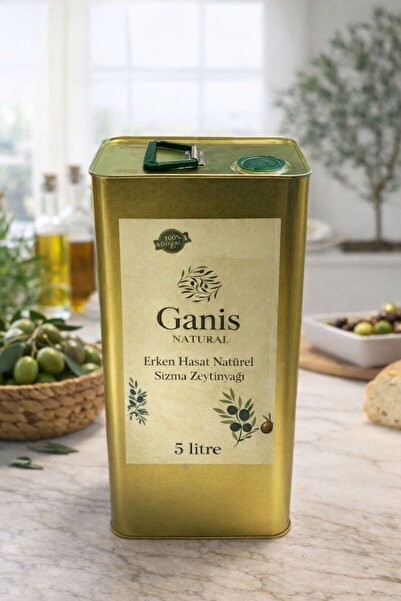 GANİS NATUREL 2025-26 Erken Hasat Soğuk Sıkım Natural Sızma Zeytinyağı 5LT (N...