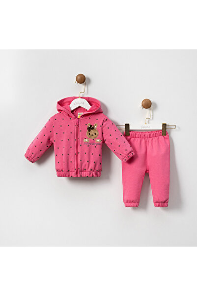 Coolimino Hooded Rabbit Embroidered Girls' Two-Piece Set