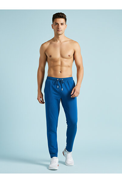 Clans & Hans By Styli Men Blue Regular Fit Solid Track Pants