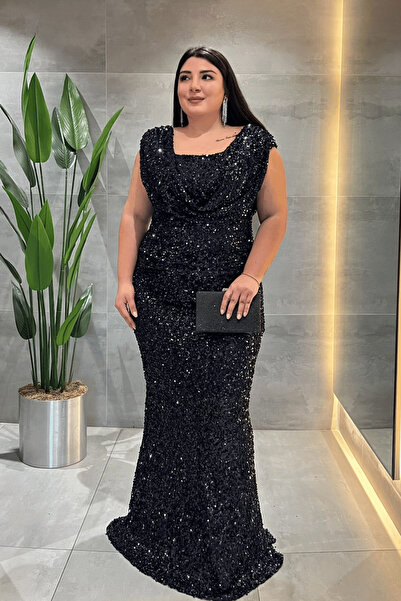 giyimmasalı Сукня з паєтками та декольте - СИНЯ