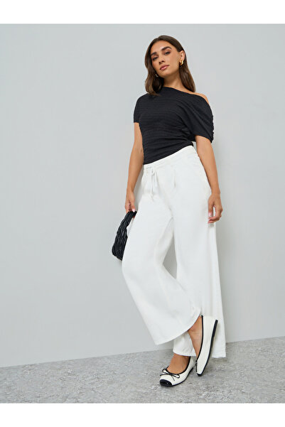 Styli Women White Wide Leg Trousers