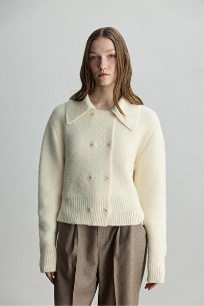 BE BLUE Ekru Kruvaze Short Cardigan