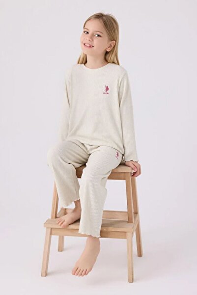 U.S. Polo Assn. 4-15 Years Old Licensed Us Polo Assn Girl's Set-Cream