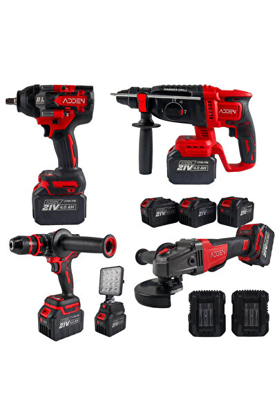 ADDEN Şarjlı Hilti Seti 5’li Akülü Somun Sökme Vidalama Kırıcı Delici Taşlama