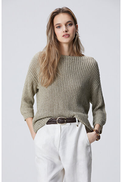 Network Açık Haki Truvakar Kol Triko Kazak