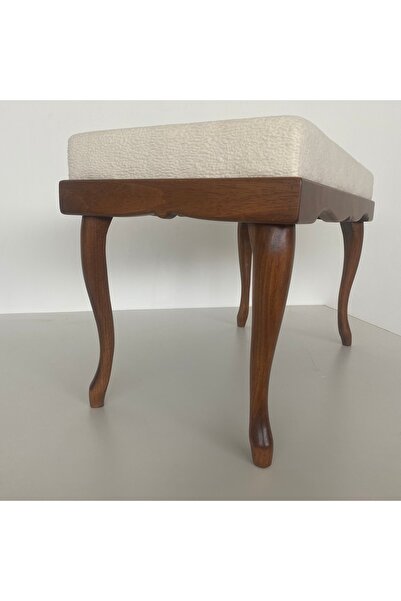 Marangozgiller Lükens Ayaklı Masif Premium Krem Rengi Keten Bench