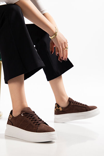 Esilapark Pantofi sport maro pentru femei Samba Suede Pantofi sport maro pent...