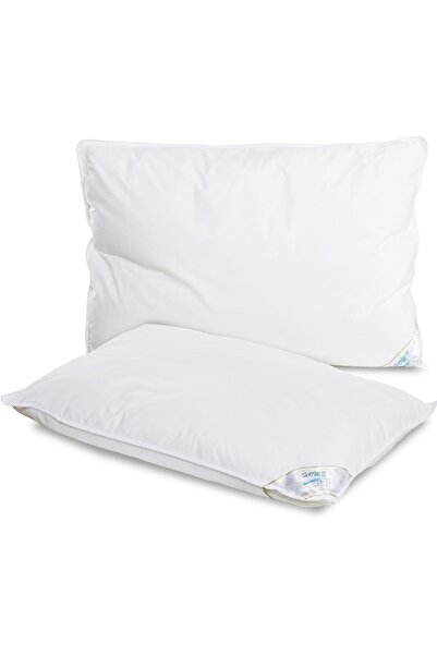 Casa Shop Set of 2 Duck Down and Feather Pillows, 50x70 cm, Cotton Cover, White