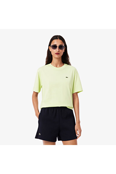 Lacoste Kadın Relaxed Fit Bisiklet Yaka Sarı T-Shirt