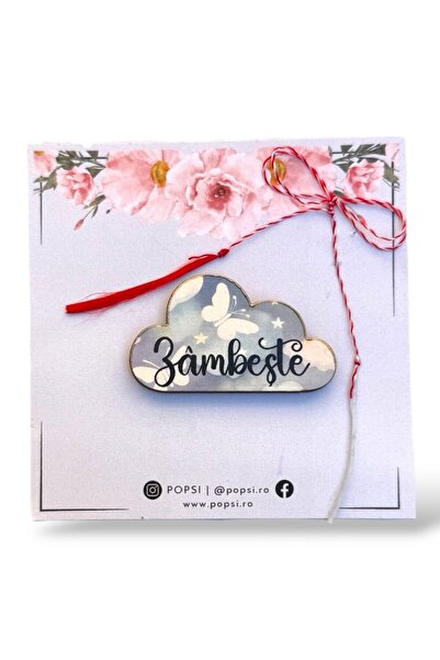 POPSİ Broșă din lemn - Soare zâmbitor