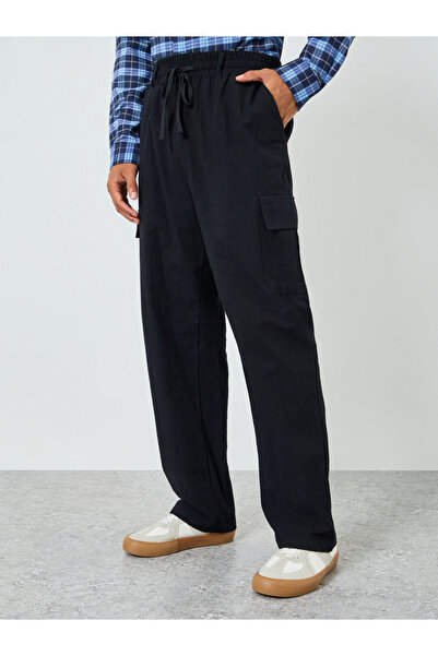Take Two By Styli Men Black Cargo Trousers with Drawstring