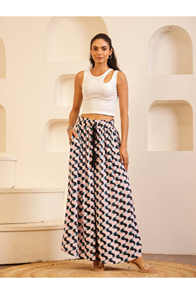 Sanskrutihomes By Styli Women Patterned Palazzo Pants with Drawstring