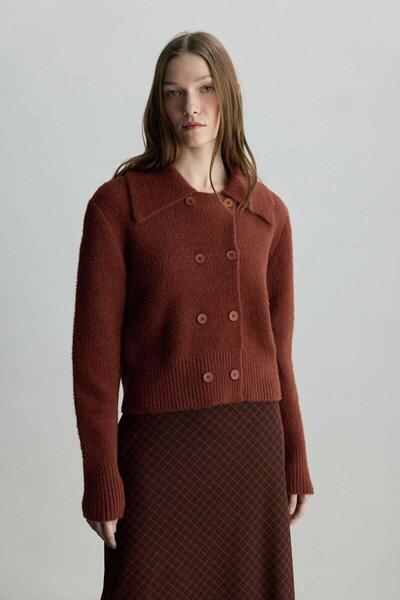 BE BLUE Tile-Croquette Short Cardigan