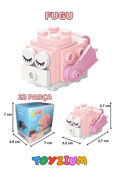 Shem Fugu Fish Ocean Creatures Building Block Toy (22 Pieces) – Mini Ocean Animal Model Building Set