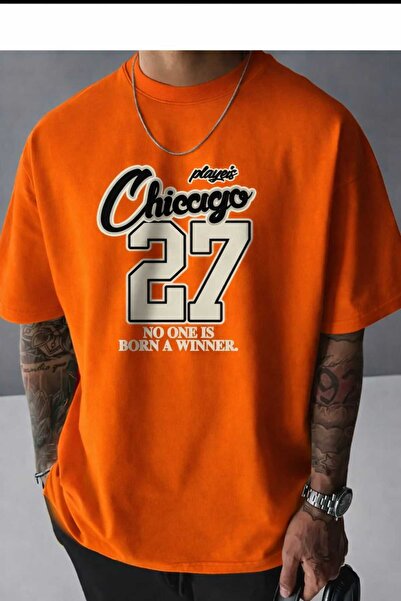 New Shine Tricou portocaliu imprimat Chicago 27