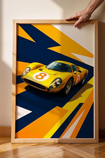 Saturn Ферари 330 P4 Постер в рамка Ретро състезателна кола Стилен подарък за...
