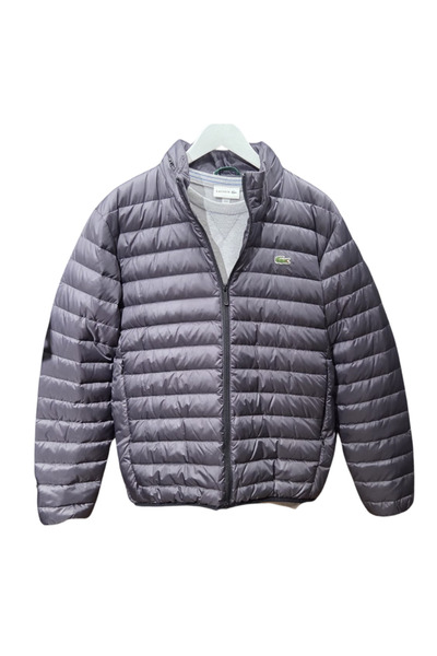 Lacoste Men's Stand Collar Quilted Anthracite Coat