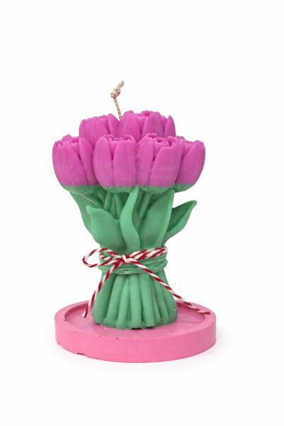 OEM Scented candle Tulip bouquet with cement holder
