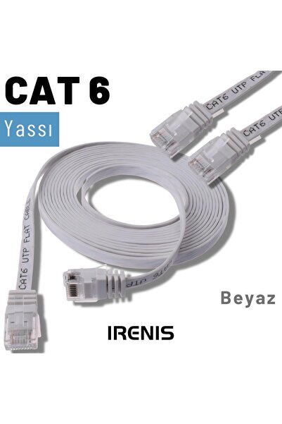 IRENIS 10 Metre CAT6 Kablo Yassı Ethernet Network Lan Ağ İnternet Kablosu