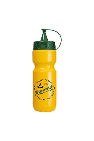 Herevin By Styli Mustard Yellow Decorated Mustard Dispenser Bottle 660ml