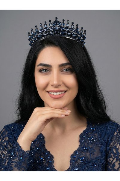 Magic Tiara Kristal Taşlı Kraliçe Model Gelin Tacı - Işıltılı Düğün Saç Akses...