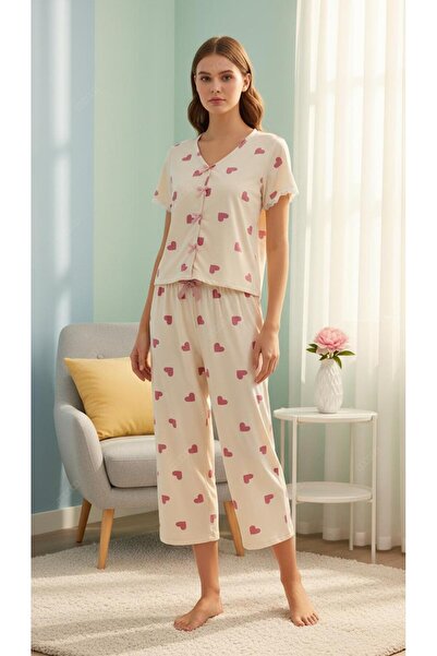 MİSS ELİZZA Milan Fabric Heart Patterned Pajama Set