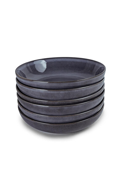 Cuisine Art By Styli Set of 6 -Ayma Stoneware Soup Plate - 21cm, Grey