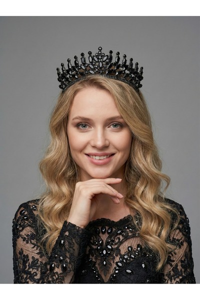 Magic Tiara Kristal Taşlı Kraliçe Model Gelin Tacı - Işıltılı Düğün Saç Akses...