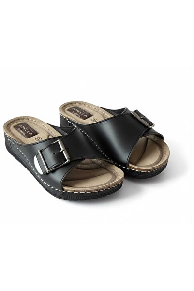 Apella Women's Single Buckle Adjustable Anatomical Summer Casual Slippers (Bl...