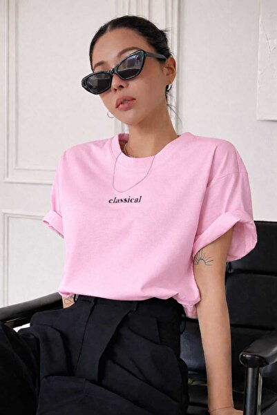 New Shine Classical Printed Pink T-Shirt