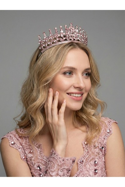 Magic Tiara Kristal Taşlı Kraliçe Model Gelin Tacı - Işıltılı Düğün Saç Akses...