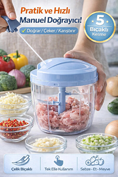 Berdina Home Practical String Hand Chopper with 5 Steel Blades Large Size Veg...