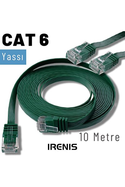 IRENIS 15 Metre CAT6 Kablo Yassı Ethernet Network Lan Ağ İnternet Kablosu