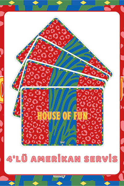 The Grade Amerikan Servis 4'lü House Of Fun Tabak Altlığı Leke Tutmaz Amerika...