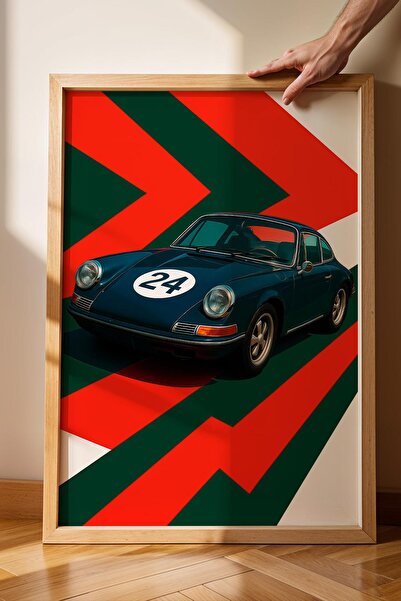 Saturn Porsche 911 British Racing Green състезателна кола в рамка Ретро мотор...