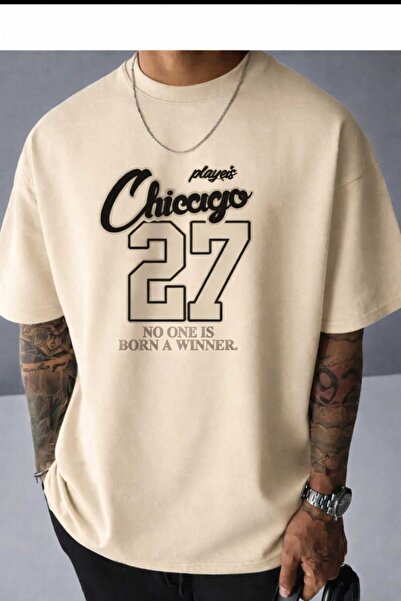 New Shine Chicago 27 Printed Beige T-Shirt