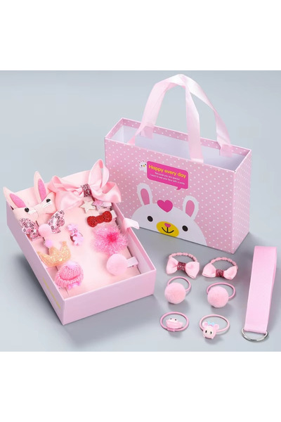 Canderel Hediyelik Çantalı Kutusunda Kız Çocuk Toka Seti 18 Adet Toka