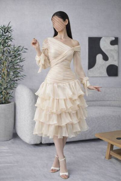 MILANORA Elegant crinkle midi dress for Eid