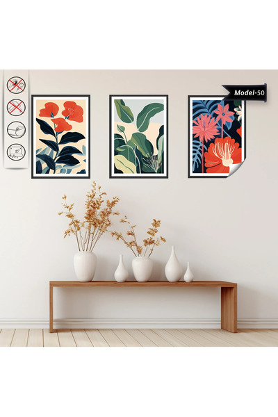 Akıllı Kağıt Statik Tutunma Özellikli Tablo - Poster Çiçek (Model- 50)