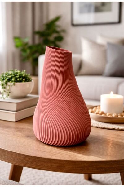 Yami Design Decorative 3D Printed Modern Vase - Minimal Design with Wave Texture