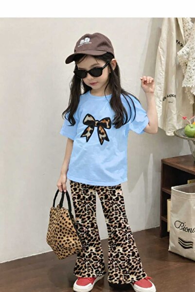 New Shine Ribbon Printed Baby Blue Kids T-Shirt