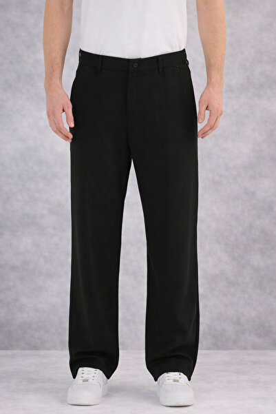 YAKAMEL Men's Relaxed Fit Wide Waist Belted Baggy Trousers with Side Pockets