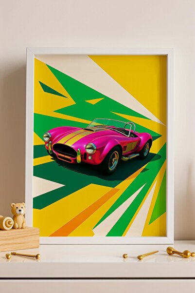 Saturn Shelby Cobra 427 Racing Car Tablou înrămat Cadou modern pentru pasiona...