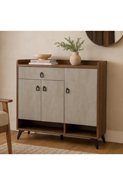 Palma homez خزانة أحذية بأدراج علوية - رمادي وبني - 100 × 32 × 100 سم