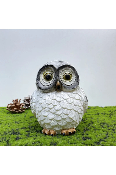 Choice مصباح حديقة شمسي أبيض على شكل بومة، أضواء ليلية خارجية مقاومة للماء، م...