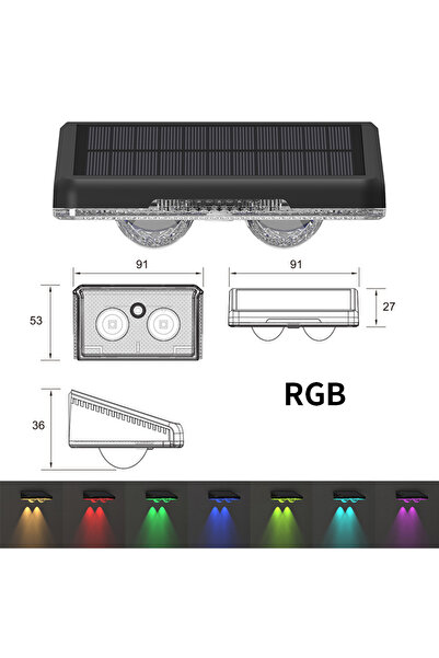 Choice 2pc RGB Solar Fence Lights Outdoor Garden Solar Wall Lights Waterproof...